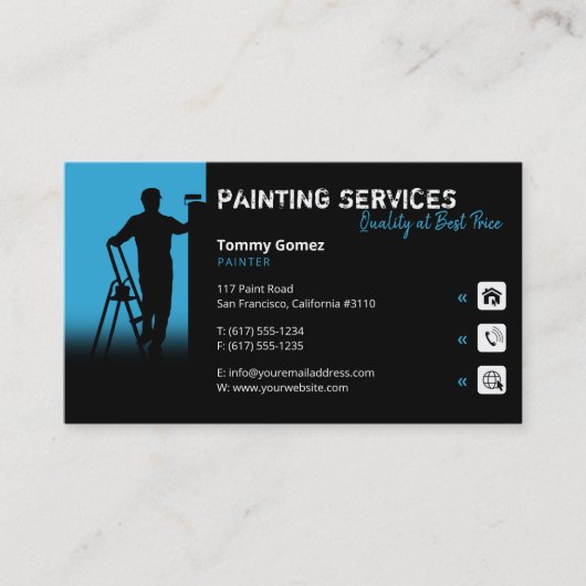 Carte De Visite Services de peinture | Peintre au travail (Devant)