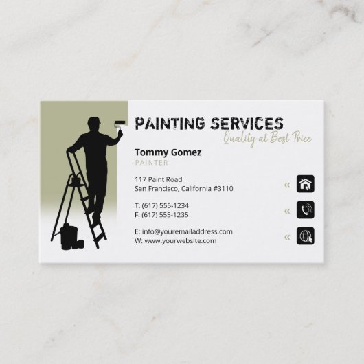 Carte De Visite Services de peinture | Peintre au travail (Devant)