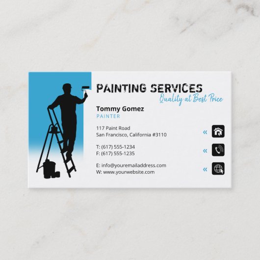 Carte De Visite Services de peinture | Peintre au travail (Devant)