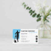 Carte De Visite Services de peinture | Peintre au travail bleu cie (Debout devant)