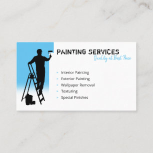 Carte De Visite Services de peinture   Peintre au travail bleu cie
