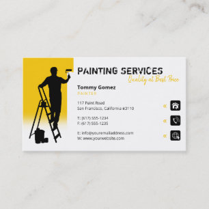 Carte De Visite Services de peinture   Peintre au travail Jaune