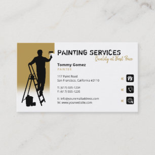 Carte De Visite Services de peinture Peintre au travail Or