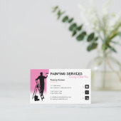 Carte De Visite Services de peinture | Peintre au travail rose (Debout devant)