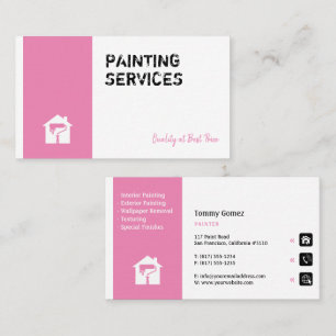 Carte De Visite Services de peinture Peintre au travail Rose