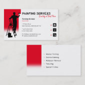 Carte De Visite Services de peinture | Peintre au travail Rouge (Devant / Derrière)