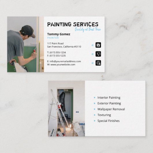Carte De Visite Services de peinture | Peintres (Devant / Derrière)