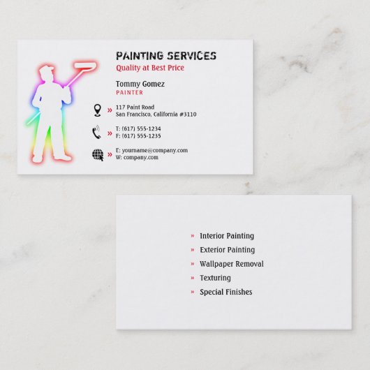 Carte De Visite Services de peinture | Peintres (Devant / Derrière)