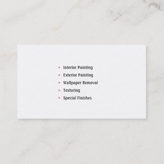 Carte De Visite Services de peinture | Peintres (Dos)