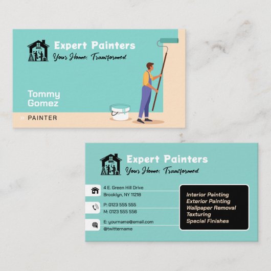 Carte De Visite Services de peinture | Peintres experts (Devant / Derrière)