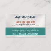 Carte De Visite Services de peinture professionnelle - Peintre de  (Dos)