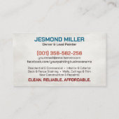 Carte De Visite Services de peinture professionnelle - Peintre de (Dos)