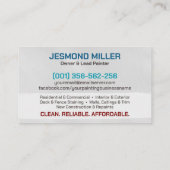 Carte De Visite Services de peinture professionnelle - Peintre de  (Dos)