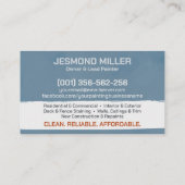 Carte De Visite Services de peinture professionnelle - Peintre de (Dos)