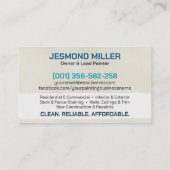 Carte De Visite Services de peinture professionnelle - Peintre de  (Dos)