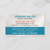 Carte De Visite Services de peinture professionnelle - Peintre de  (Dos)