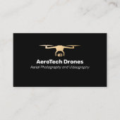 Carte De Visite Services de photographie de drone aérien Gold et B (Devant)