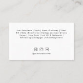 Carte De Visite Services de photographie professionnels minimaux (Dos)