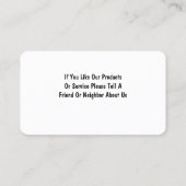 Carte De Visite Services De Piscine (Dos)