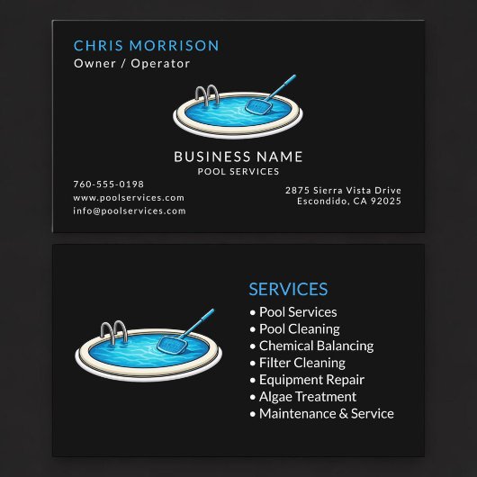Carte De Visite Services de Piscine Professionnels