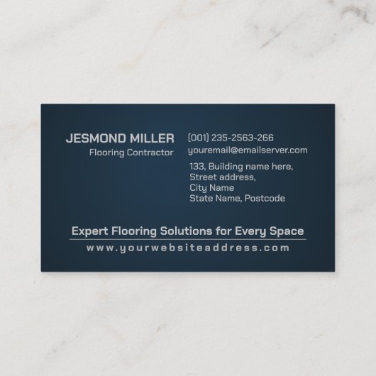 Carte De Visite Services de plancher professionnel - Installation  (Dos)