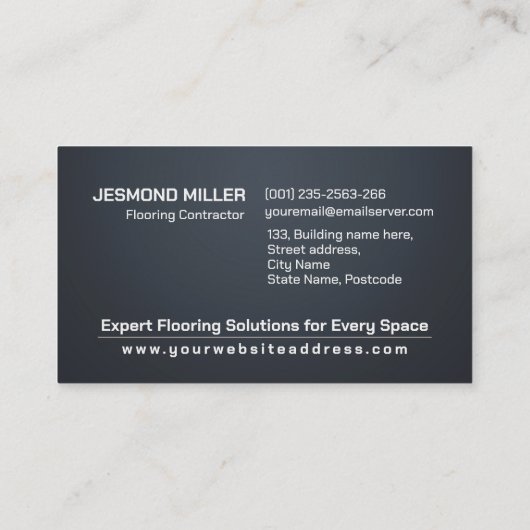 Carte De Visite Services de plancher professionnel - Installation  (Dos)