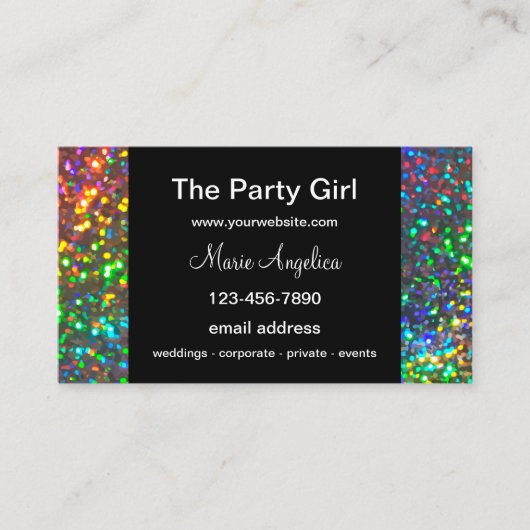 Carte De Visite Services de planification de fête Glitzy (Devant)