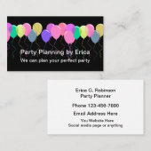 Carte De Visite Services de planification de fête thème ballons (Devant / Derrière)