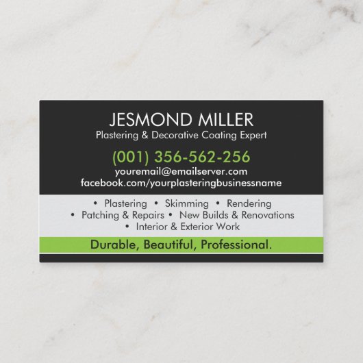 Carte De Visite Services de plastification (Dos)