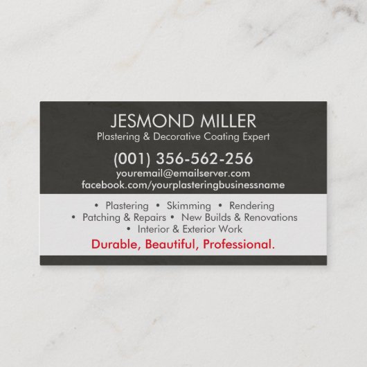 Carte De Visite Services de plastification (Dos)