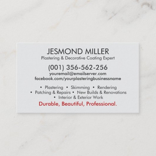 Carte De Visite Services de plastification (Dos)