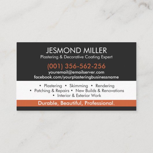 Carte De Visite Services de plastification (Dos)