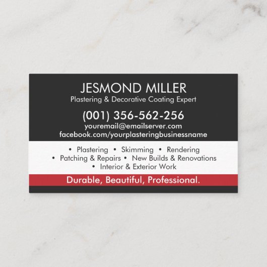 Carte De Visite Services de plastification (Dos)