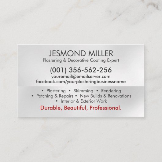 Carte De Visite Services de plastification (Dos)