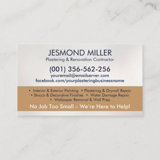 Carte De Visite Services de plastification et de peinture (Dos)