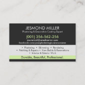 Carte De Visite Services de plâtrage  (Dos)