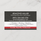 Carte De Visite Services de plâtrage (Dos)