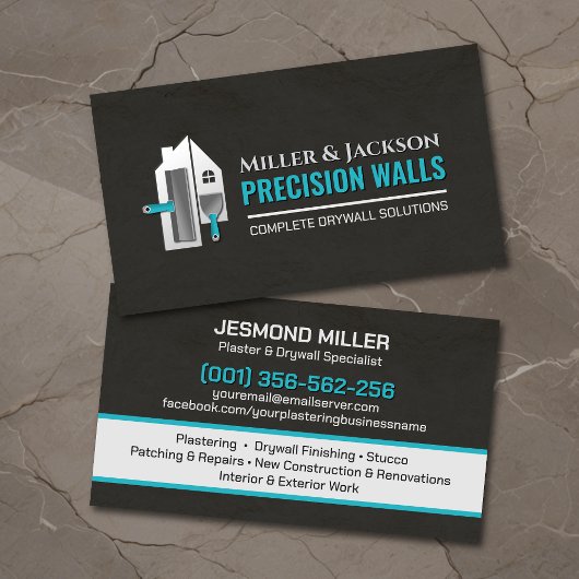 Carte De Visite Services de plâtrage professionnels modernes pour 