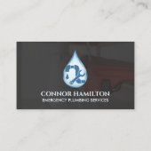 Carte De Visite Services de plomberie d'urgence moderne Cool Bleu (Dos)