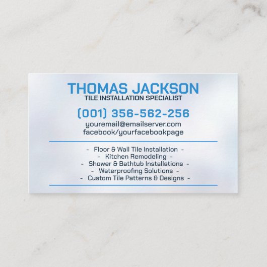 Carte De Visite Services de plomberie et de carrelage (Dos)