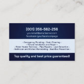 Carte De Visite Services de plomberie professionnels (Dos)