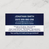 Carte De Visite Services de plomberie professionnels  (Dos)