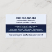 Carte De Visite Services de plomberie professionnels  (Dos)