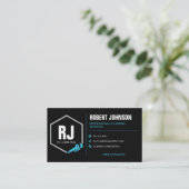 Carte De Visite Services de plomberie professionnels Black Blue (Debout devant)