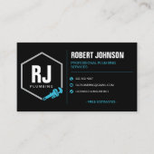 Carte De Visite Services de plomberie professionnels Black Blue (Devant)