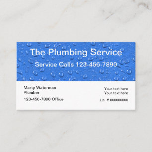 Carte De Visite Services de plombier thème gouttes d'eau