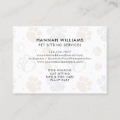 Carte De Visite Services de pose d'animaux d'aquarelle (Dos)