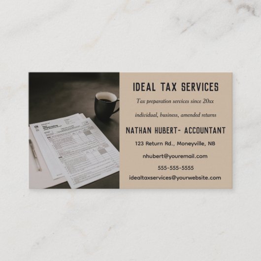 Carte De Visite Services de préparation de déclarations modifiable (Devant)