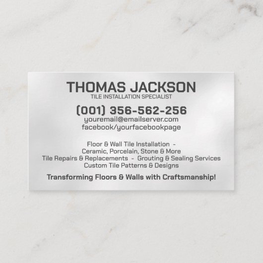 Carte De Visite Services de profilage - Couche de carreaux (Dos)