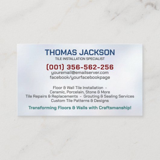 Carte De Visite Services de profilage - Couche de carreaux (Dos)